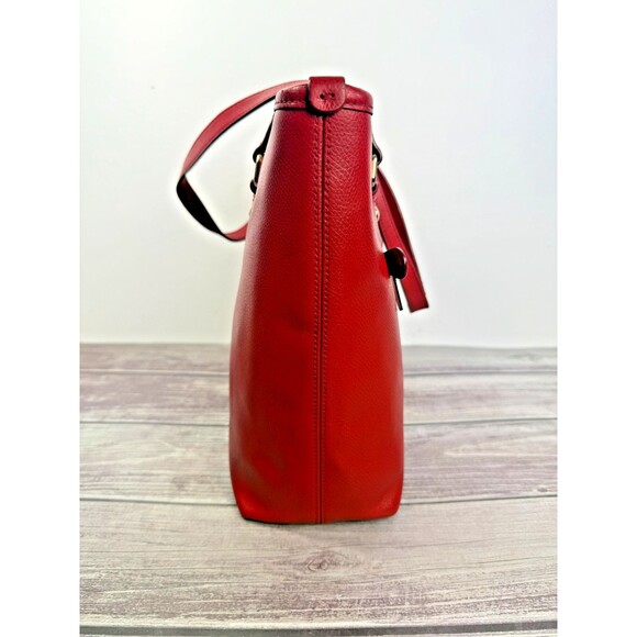 Coach Zip Top F36632 Red Crossgrain Leather Tote Bag EXCELLENT - Picture 8 of 16